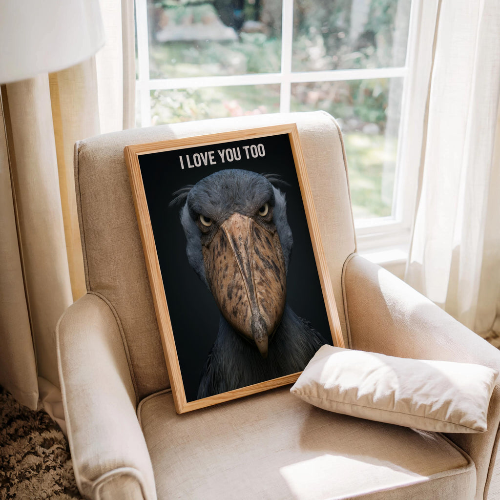 Shoebill Stork Wall Art, Funny Custom Bird Quote Poster, Personalisable Wildlife Photography, Unique Animal Lover Gift, Quirky Home Decor