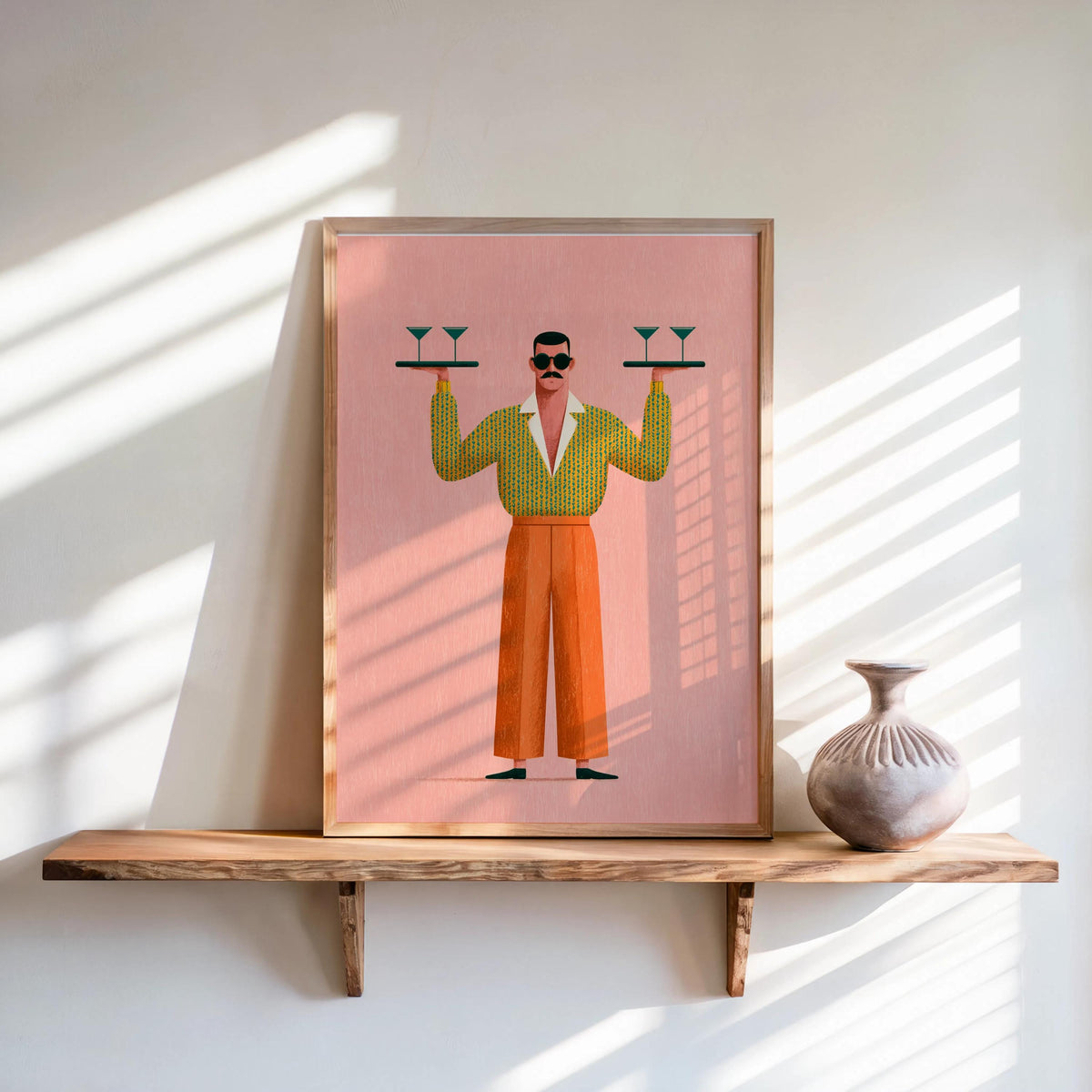 Retro Bar Martini Wall Art, Mid Century Modern Waiter Print, Funny Cocktail Cart Poster, Vintage Kitchen Decor, Quirky Man Cave Gift