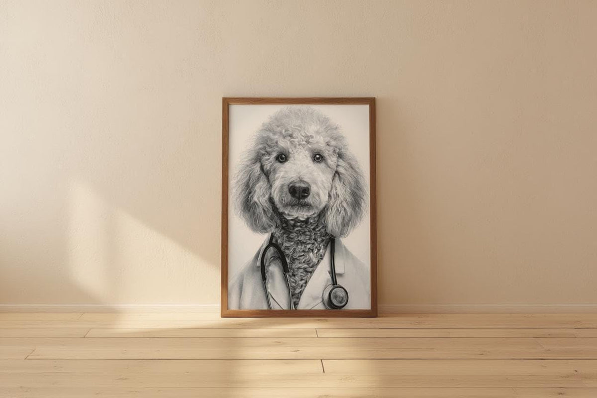 Doctor Dog Portrait, Veterinary Clinic Decor, Medical Office Poster, Funny Pet Wall Art, Veterinarian Gift, Animal Nurse Decoration, Printed