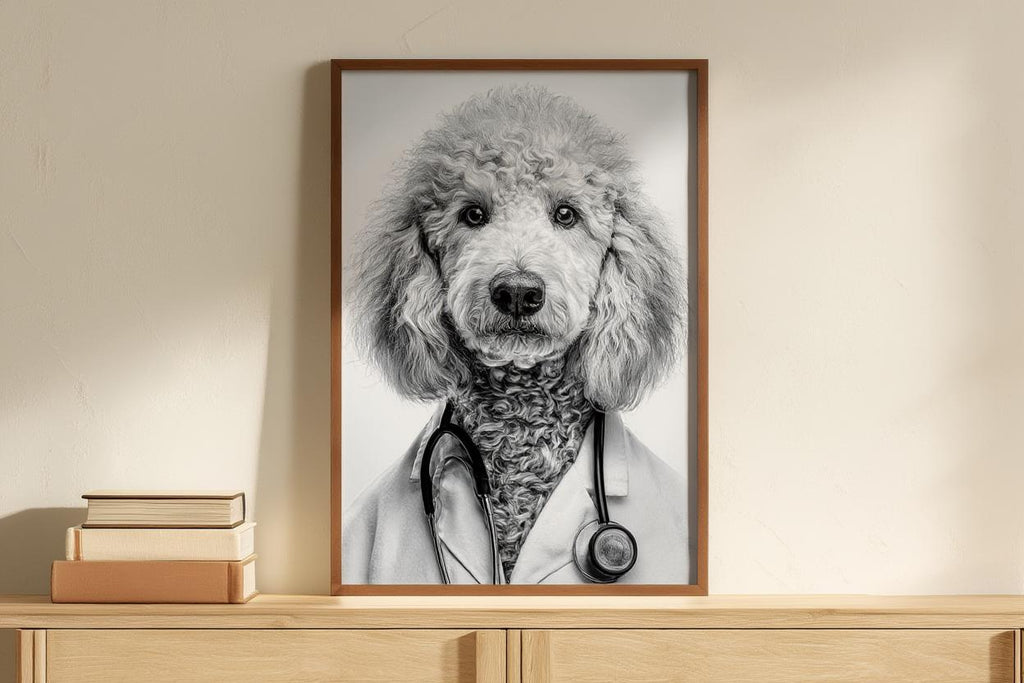 Doctor Dog Portrait, Veterinary Clinic Decor, Medical Office Poster, Funny Pet Wall Art, Veterinarian Gift, Animal Nurse Decoration, Printed