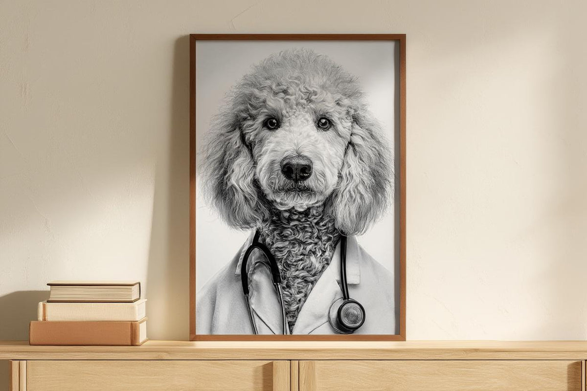 Doctor Dog Portrait, Veterinary Clinic Decor, Medical Office Poster, Funny Pet Wall Art, Veterinarian Gift, Animal Nurse Decoration, Printed