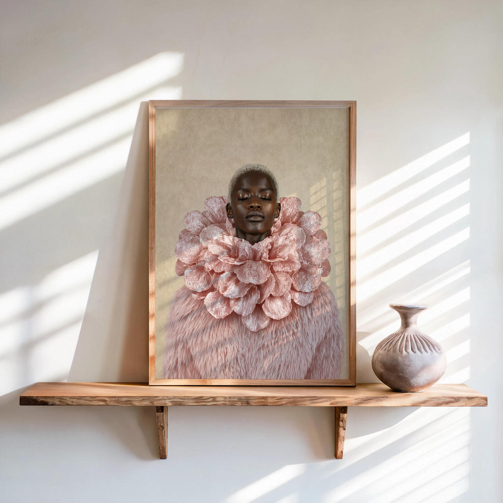 Black Woman Fashion Print, Afrocentric Floral Wall Art, Urban Black Girl Decor, African American Pride Poster, Moody Editorial Avant Garde