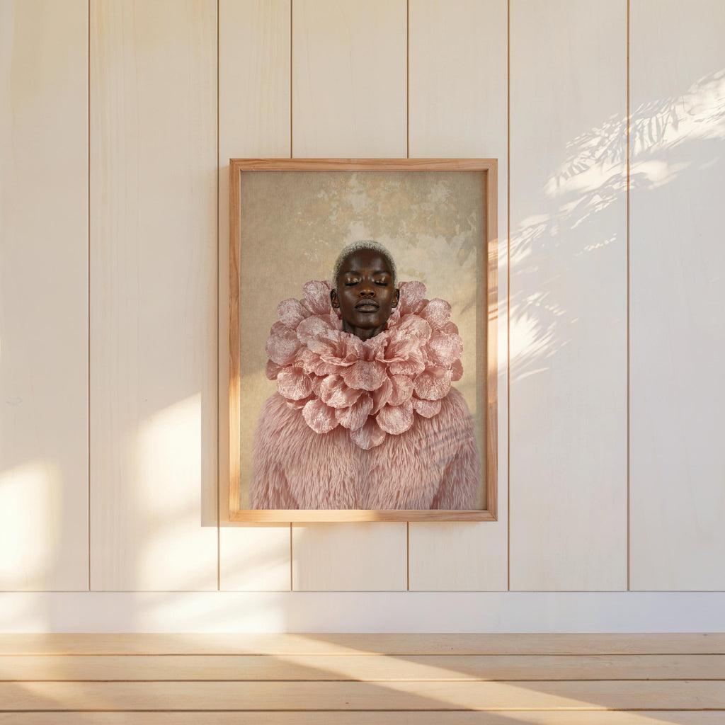 Black Woman Fashion Print, Afrocentric Floral Wall Art, Urban Black Girl Decor, African American Pride Poster, Moody Editorial Avant Garde