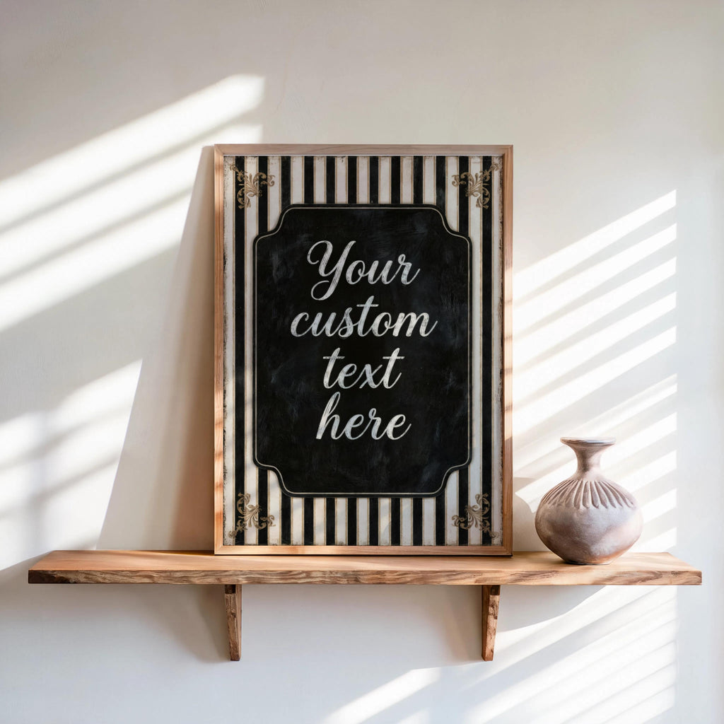 Custom Retro Striped Typography Poster, Personalized Quote Art