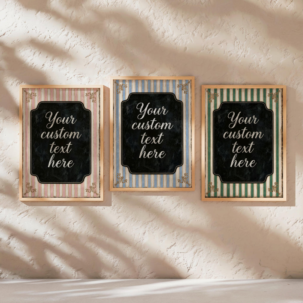 Custom Retro Striped Typography Poster, Personalized Quote Art