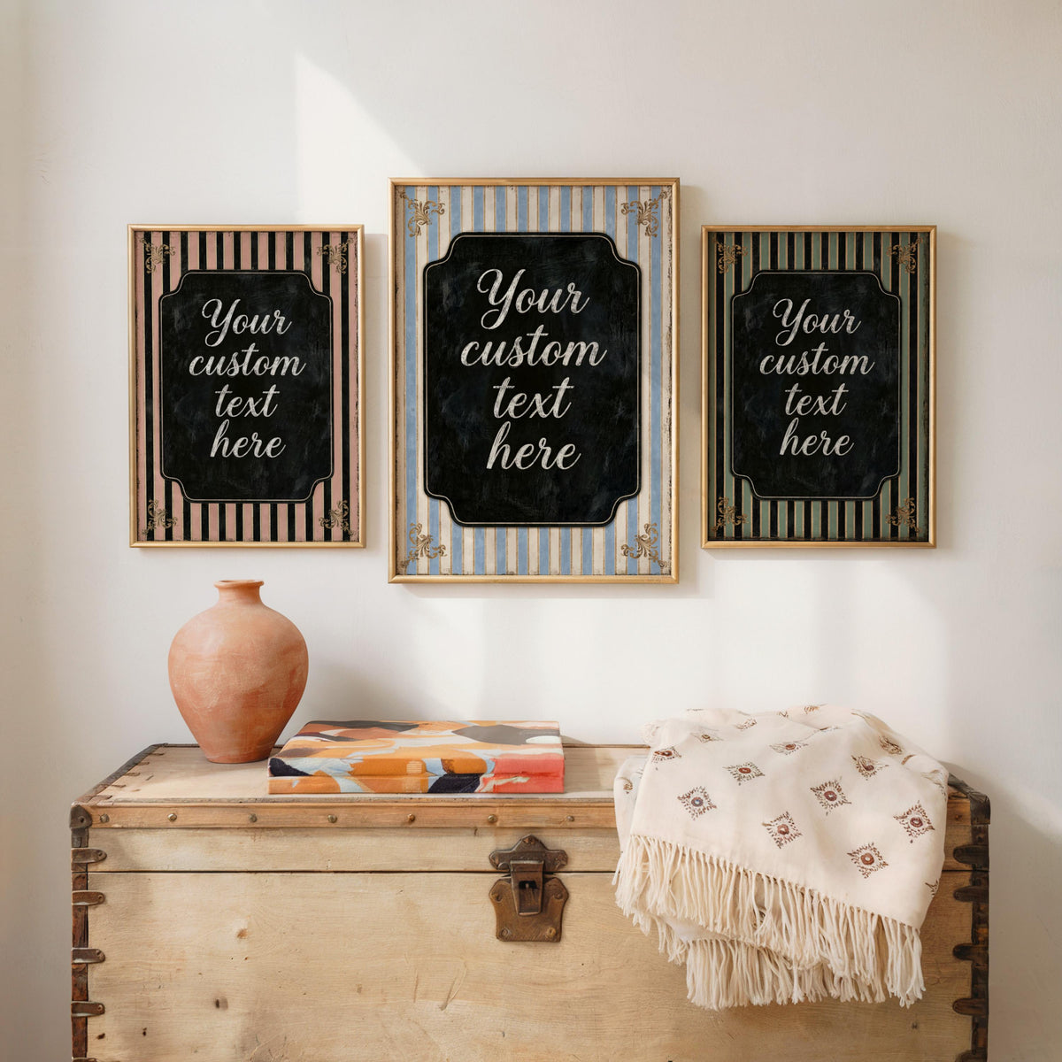 Custom Retro Striped Typography Poster, Personalized Quote Art