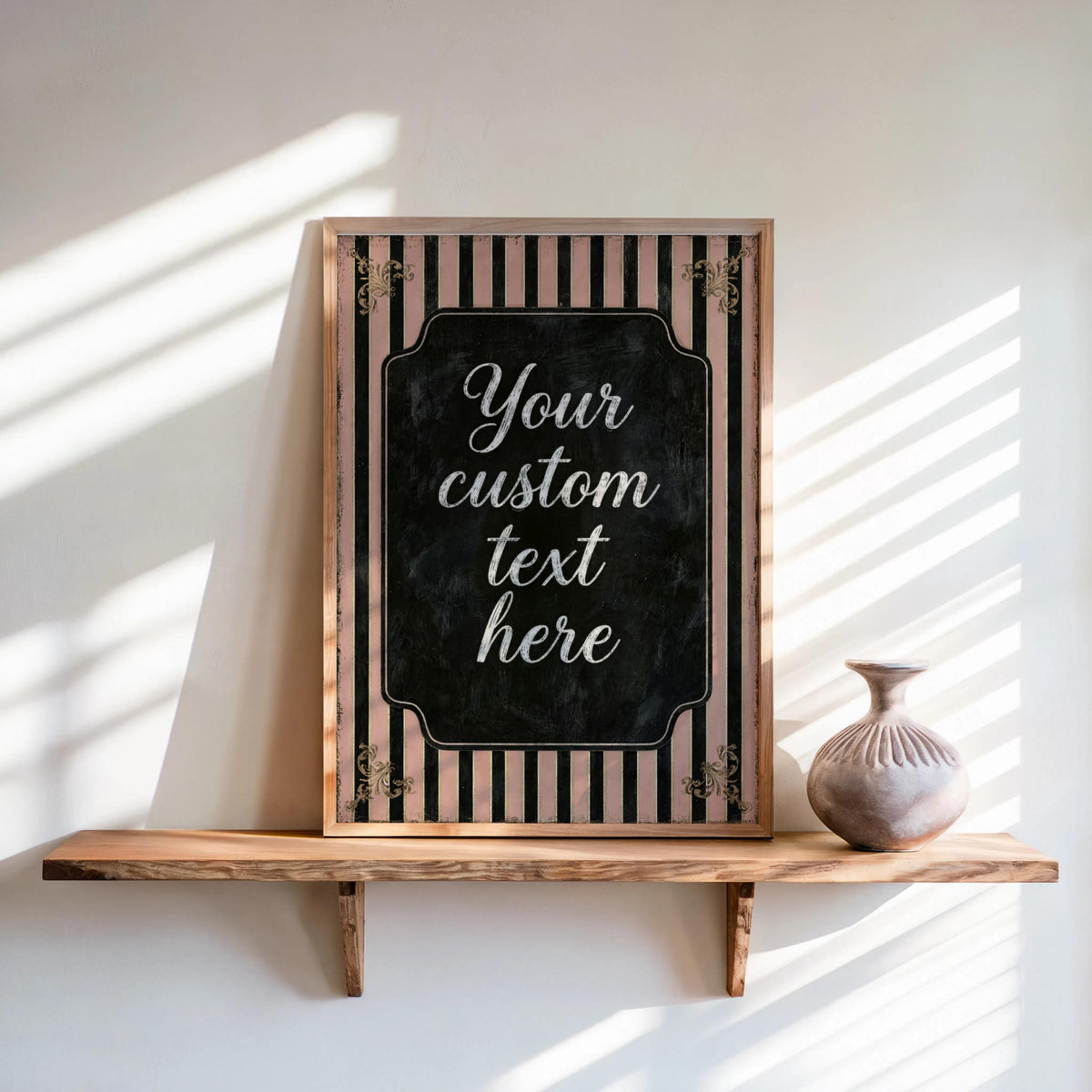 Custom Retro Striped Typography Poster, Personalized Quote Art