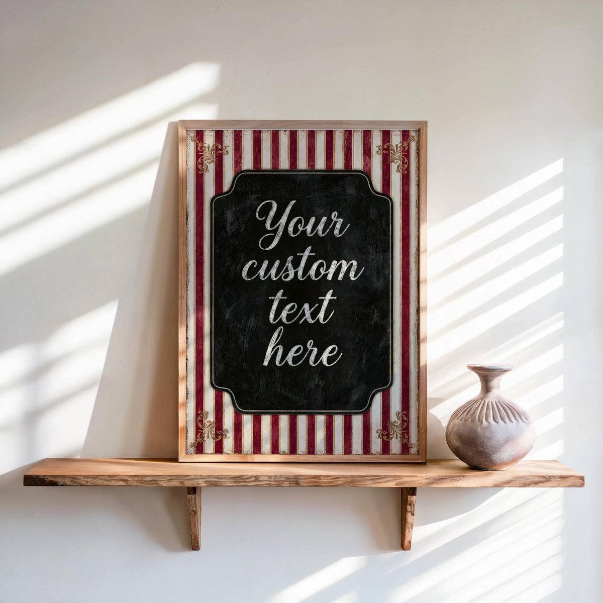 Custom Retro Striped Typography Poster, Personalized Quote Art