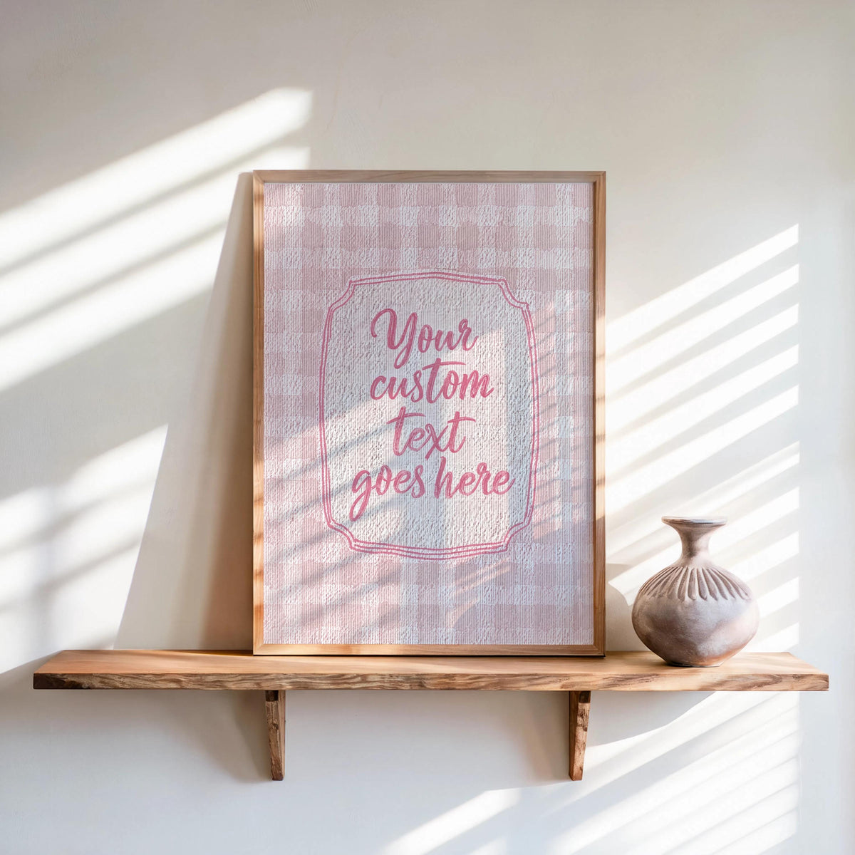 Personalized Gingham Quote Wall Art: Custom Text Print, Retro Typography, Dopamine Decor, it feels so good, how lucky are we, fun & games