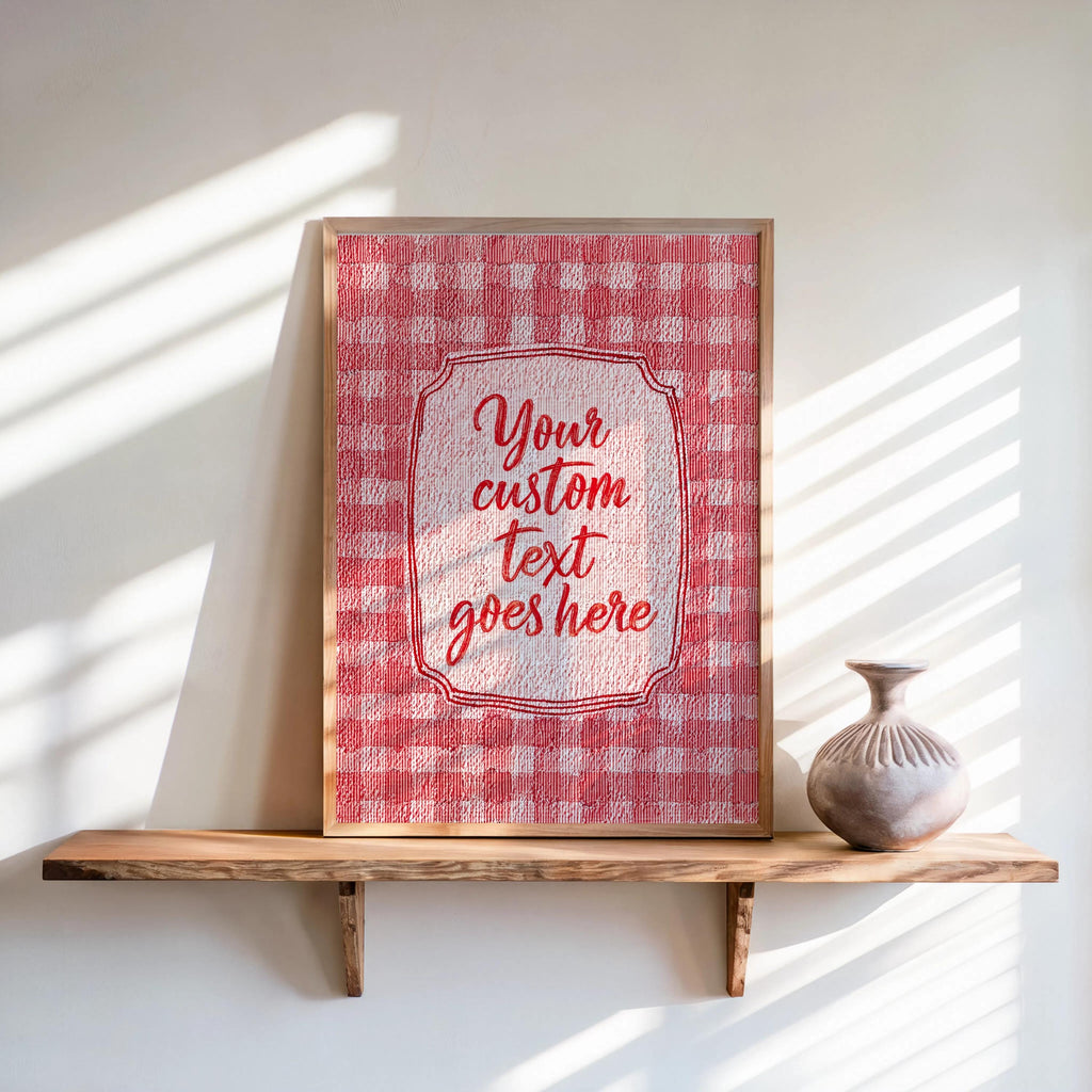 Personalized Gingham Quote Wall Art: Custom Text Print, Retro Typography, Dopamine Decor, it feels so good, how lucky are we, fun & games