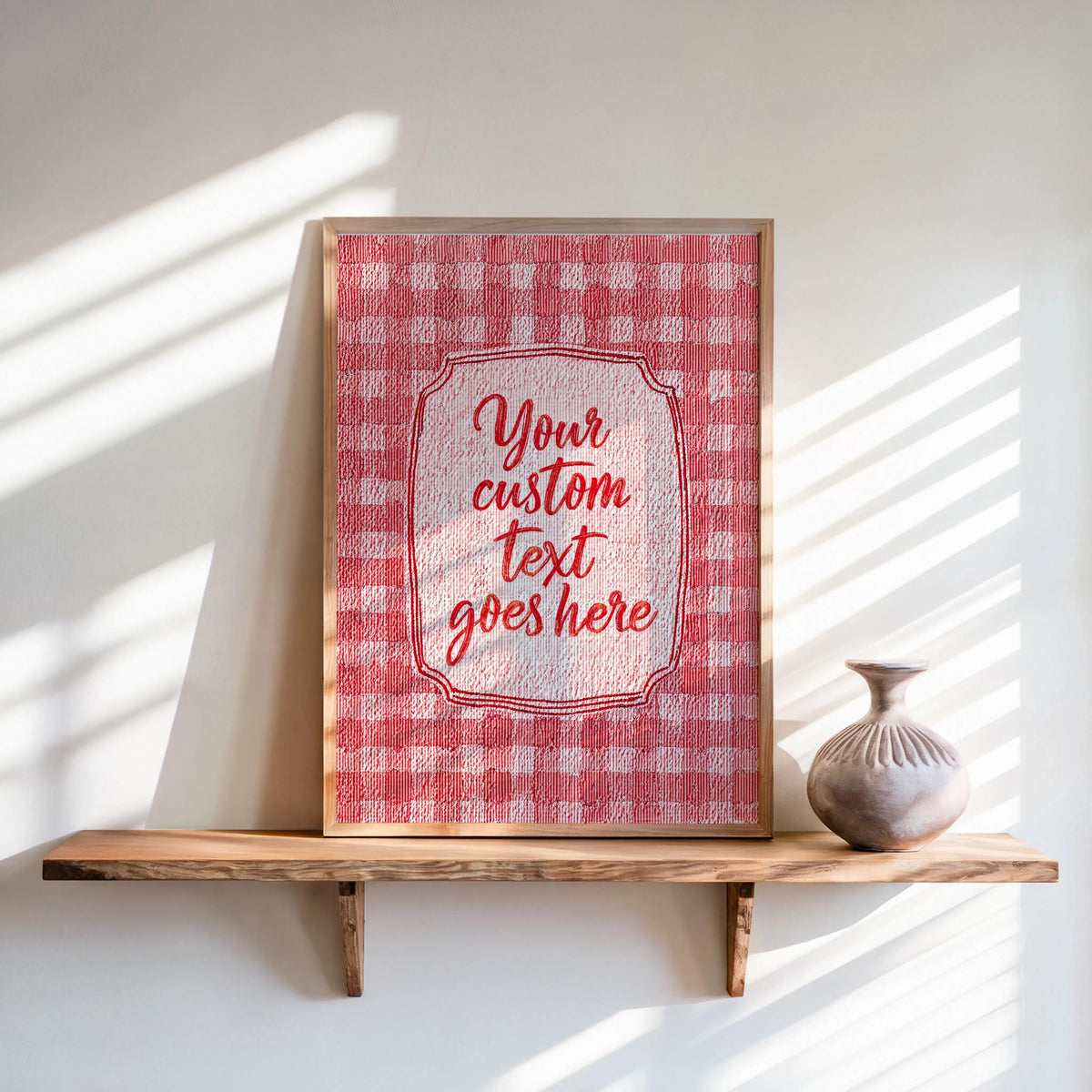 Personalized Gingham Quote Wall Art: Custom Text Print, Retro Typography, Dopamine Decor, it feels so good, how lucky are we, fun & games