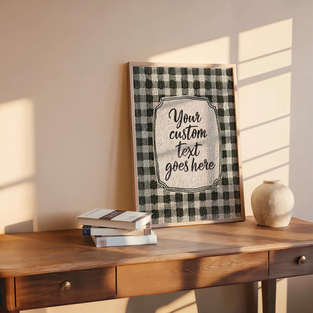 Personalized Gingham Quote Wall Art: Custom Text Print, Retro Typography, Dopamine Decor, it feels so good, how lucky are we, fun & games