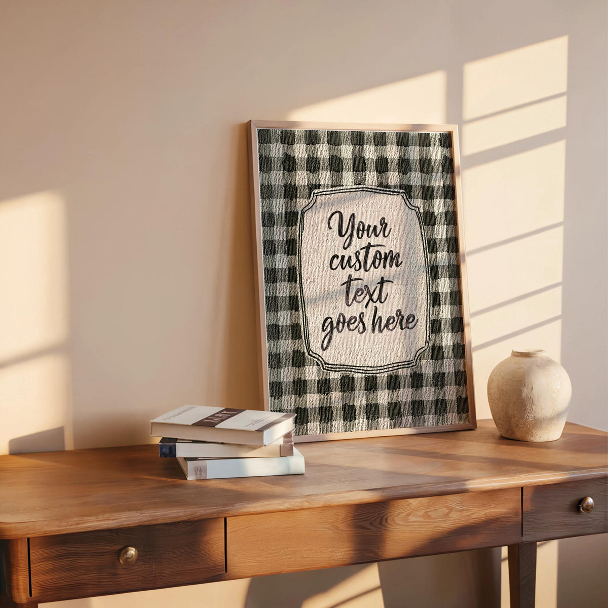 Personalized Gingham Quote Wall Art: Custom Text Print, Retro Typography, Dopamine Decor, it feels so good, how lucky are we, fun & games