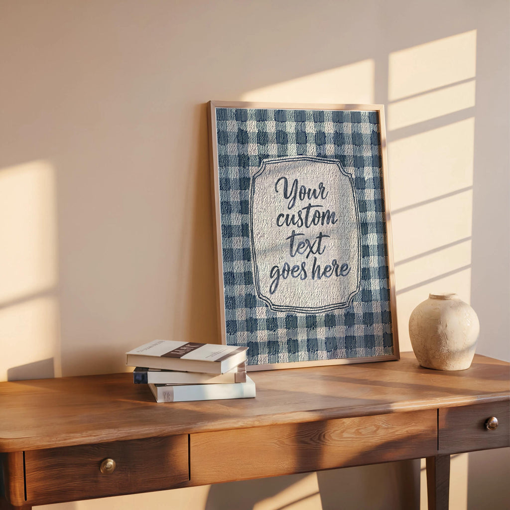 Personalized Gingham Quote Wall Art: Custom Text Print, Retro Typography, Dopamine Decor, it feels so good, how lucky are we, fun & games