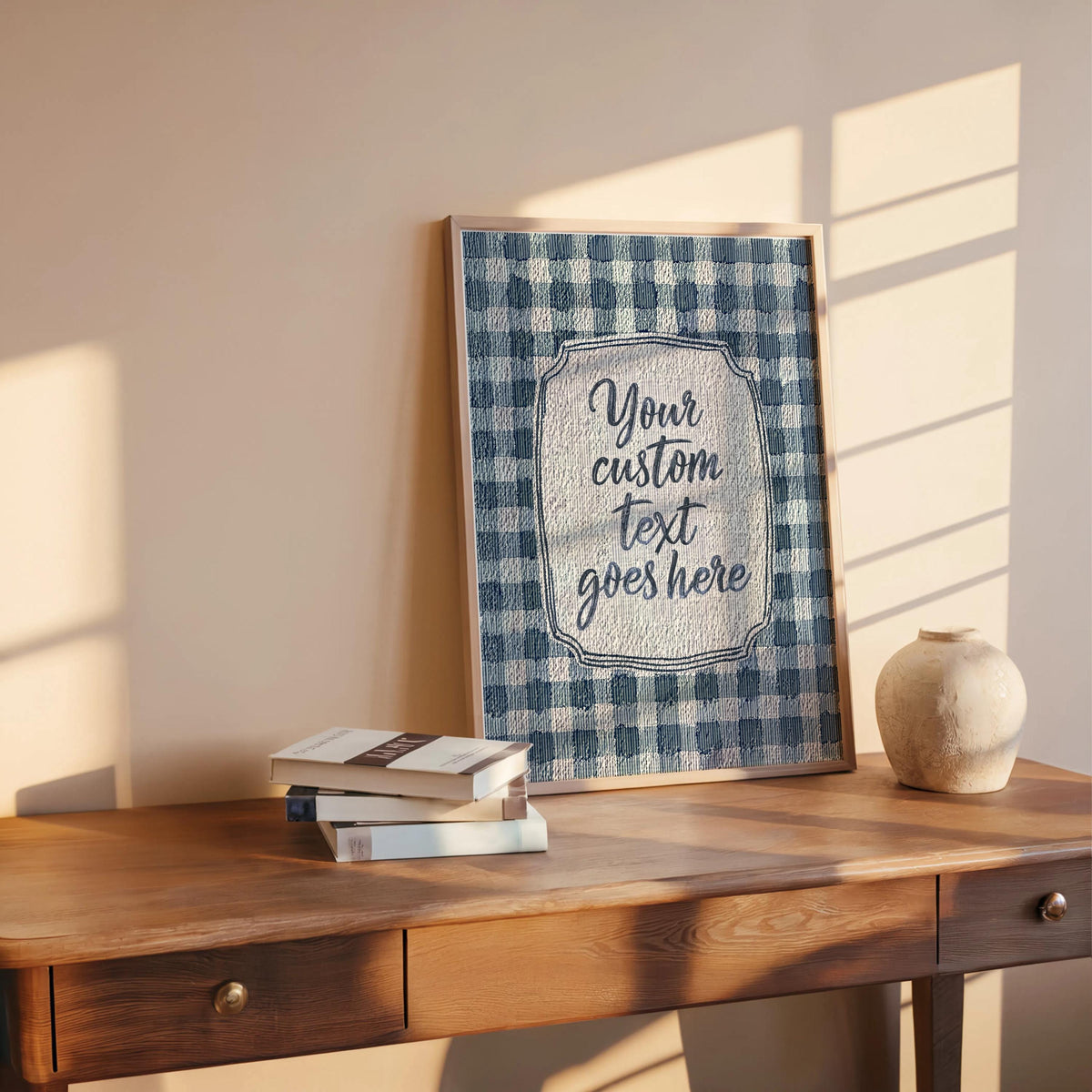 Personalized Gingham Quote Wall Art: Custom Text Print, Retro Typography, Dopamine Decor, it feels so good, how lucky are we, fun & games