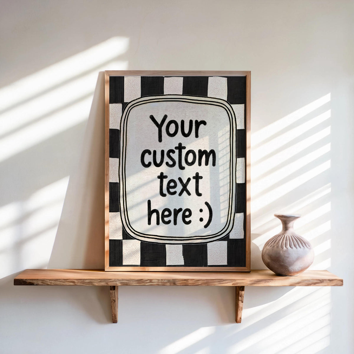 Custom Checkered Typography Poster: Personalized Text Wall Art, Gingham Custom Quote Print, How Lucky Are We, Fun & Games, It Feels So Good