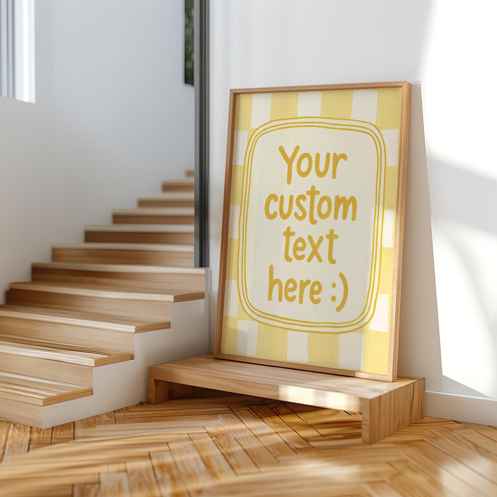 Custom Checkered Typography Poster: Personalized Text Wall Art, Gingham Custom Quote Print, How Lucky Are We, Fun & Games, It Feels So Good