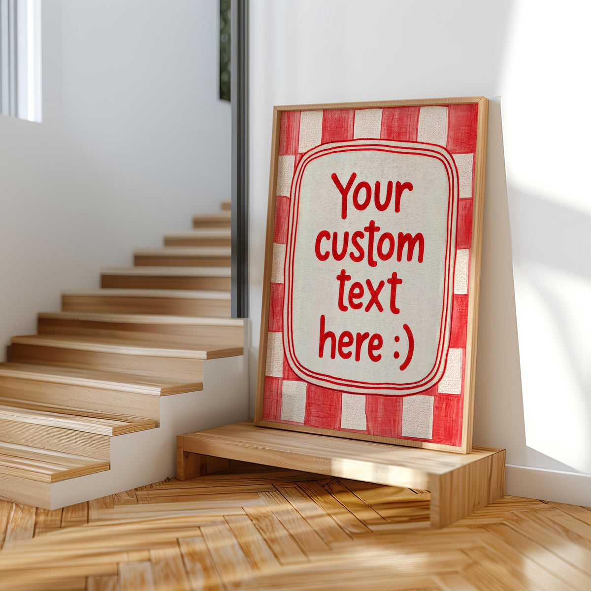 Custom Checkered Typography Poster: Personalized Text Wall Art, Gingham Custom Quote Print, How Lucky Are We, Fun & Games, It Feels So Good