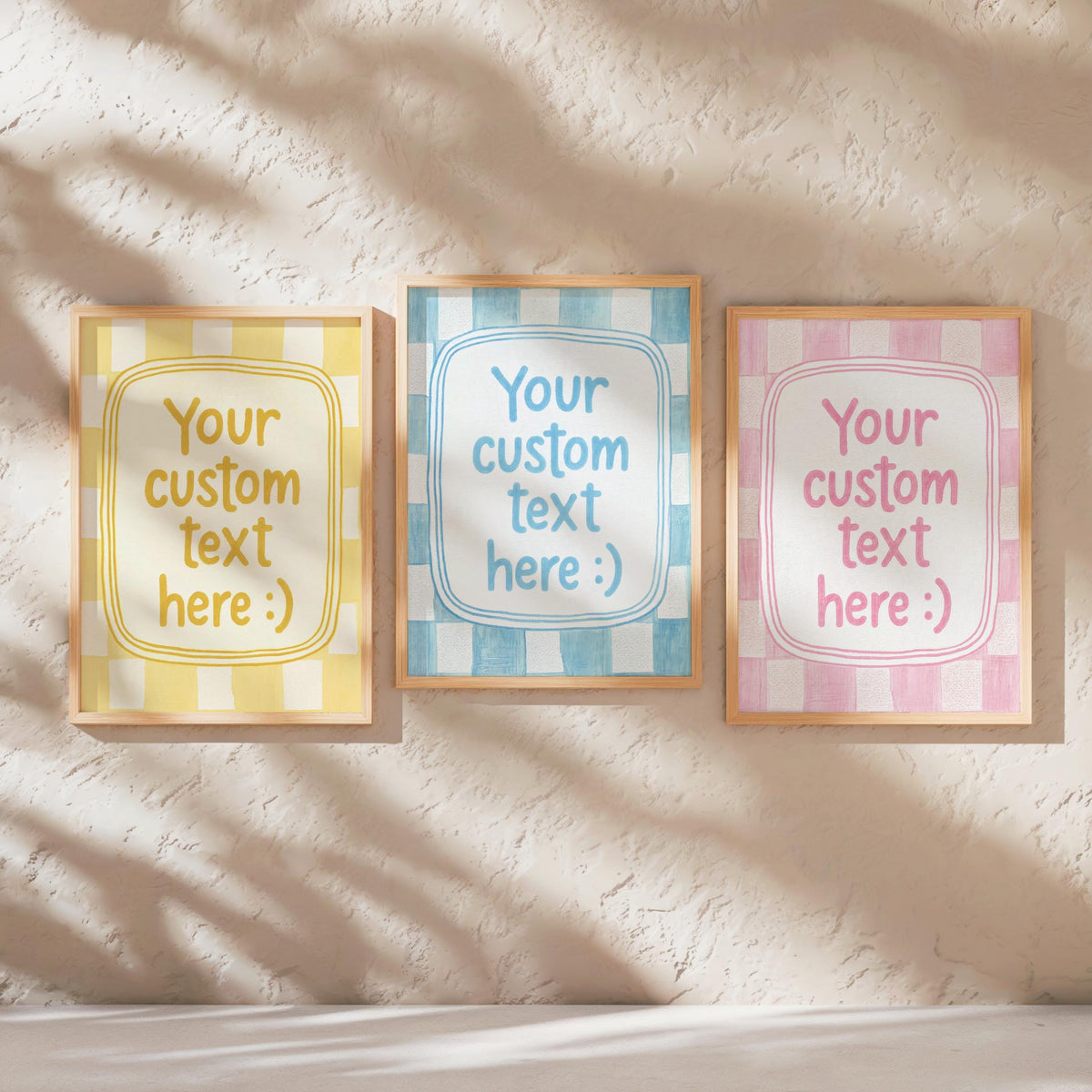 Custom Checkered Typography Poster: Personalized Text Wall Art, Gingham Custom Quote Print, How Lucky Are We, Fun & Games, It Feels So Good