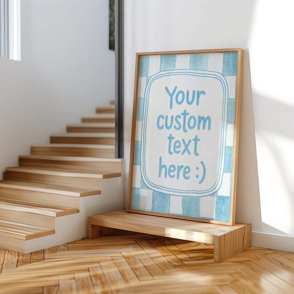 Custom Checkered Typography Poster: Personalized Text Wall Art, Gingham Custom Quote Print, How Lucky Are We, Fun & Games, It Feels So Good