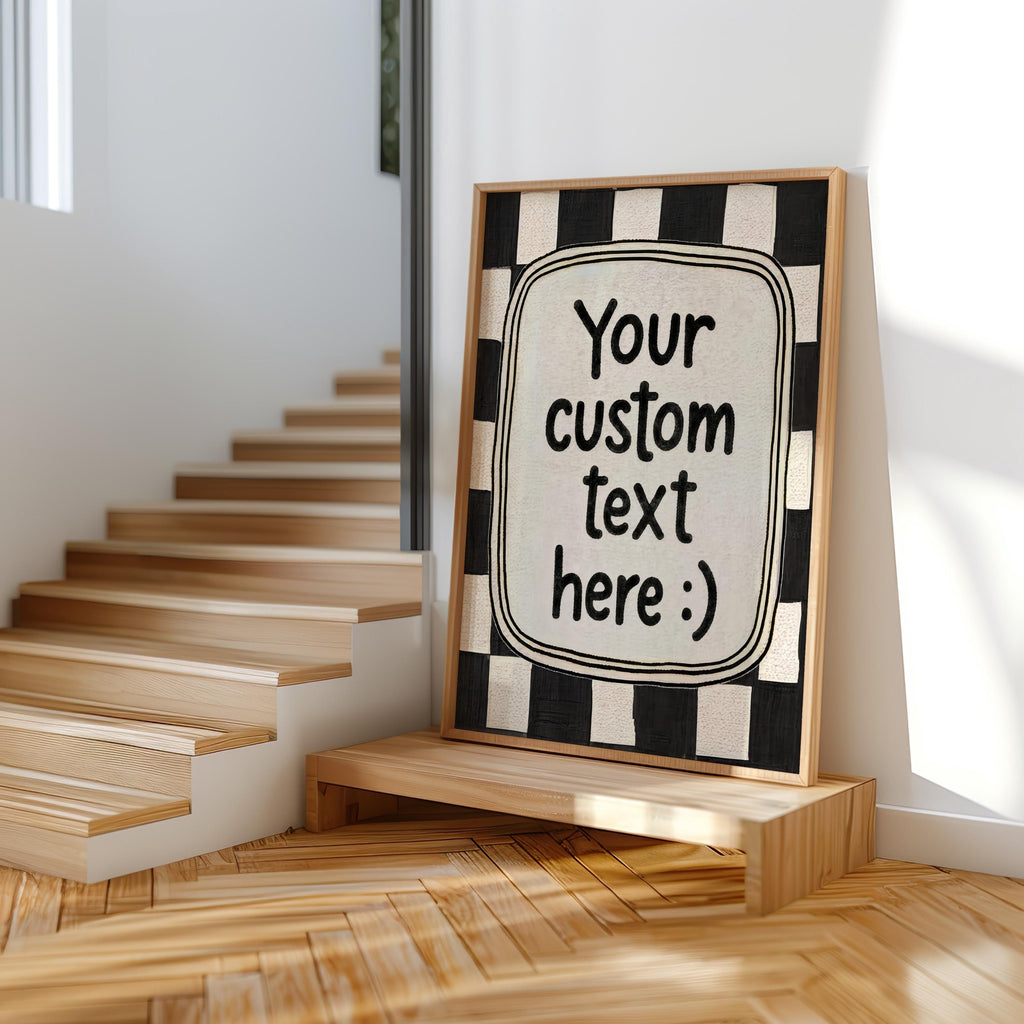 Custom Checkered Typography Poster: Personalized Text Wall Art, Gingham Custom Quote Print, How Lucky Are We, Fun & Games, It Feels So Good