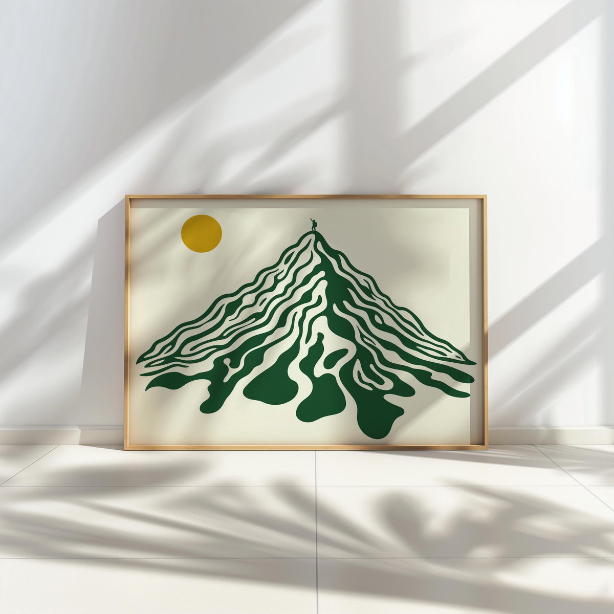 Abstract Mountain Landscape Wall Art, Retro Geometric Peak Hiking Print, Vintage Nature Decor, Mid Century Minimalist Climber Print