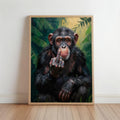 Chimp Middle Finger Wall Art, Funny Monkey Portrait Print, Rude Animal Office Decor, Jungle Poster, Sarcastic Gift, Home Bar Painting