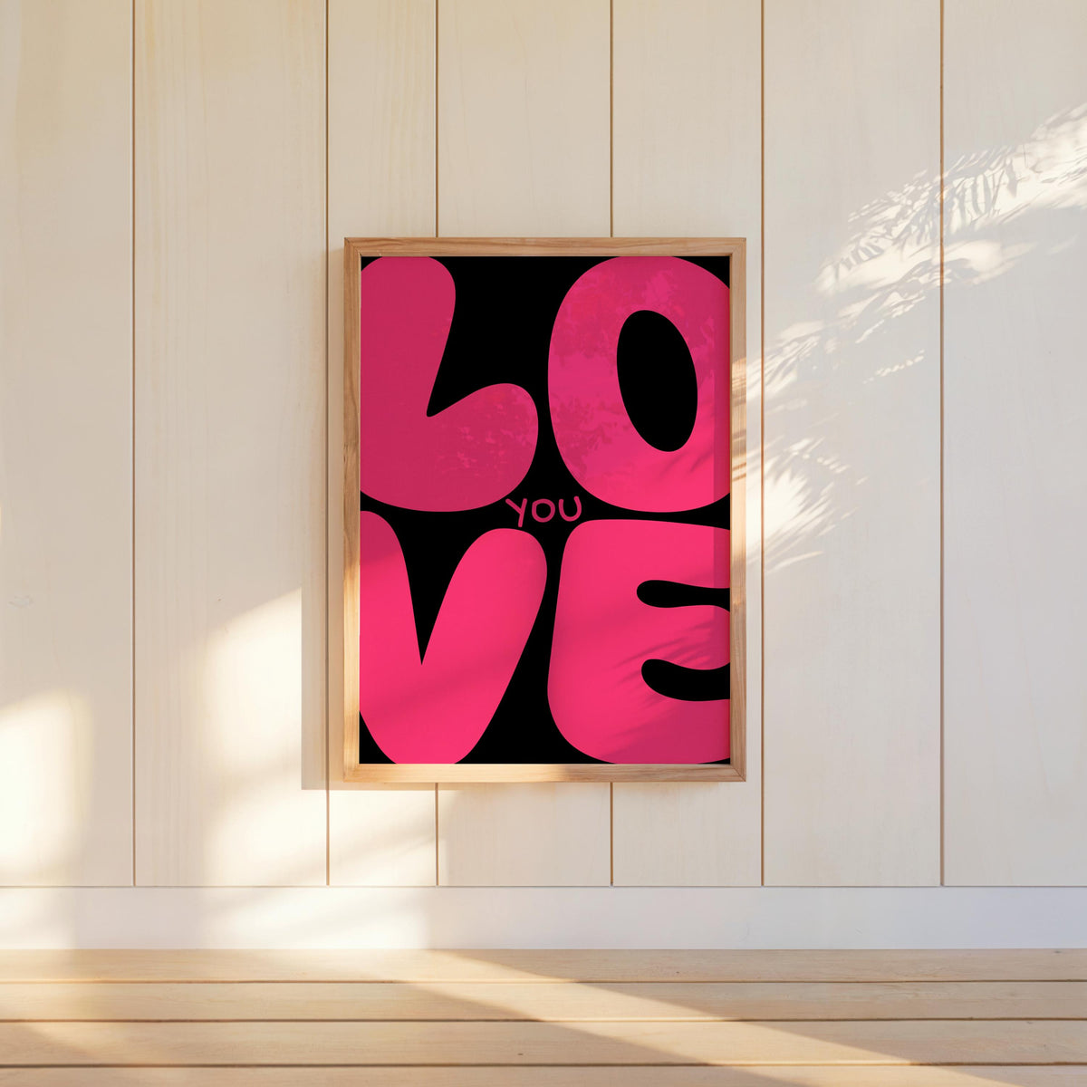 Love You Retro Wall Art, Colorful Typography Poster, Romantic Graphic Print, Playful Bedroom Decor