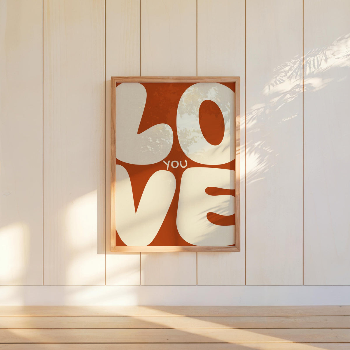 Love You Retro Wall Art, Colorful Typography Poster, Romantic Graphic Print, Playful Bedroom Decor