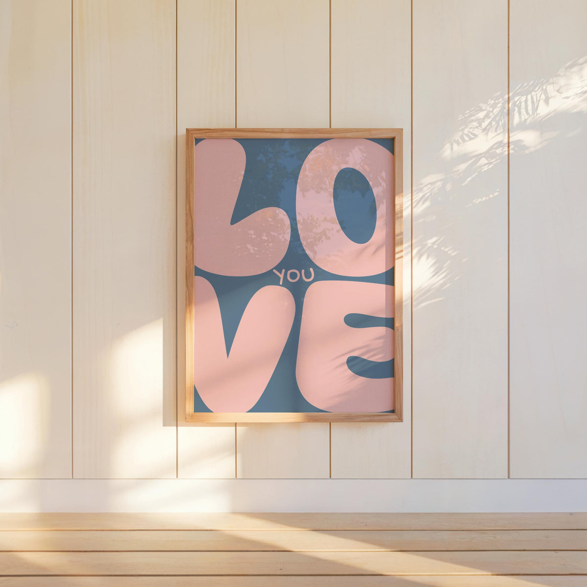 Love You Retro Wall Art, Colorful Typography Poster, Romantic Graphic Print, Playful Bedroom Decor