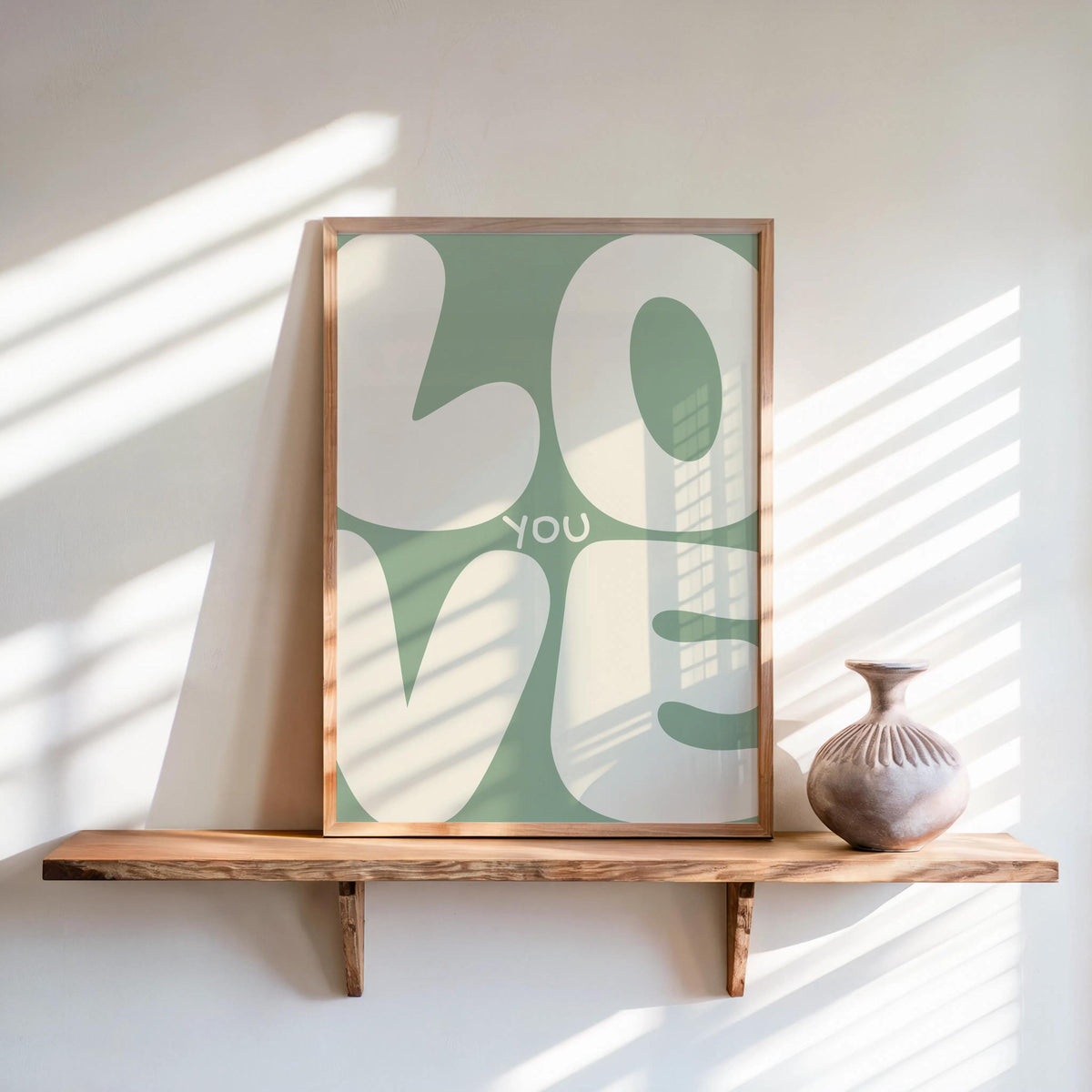 Love You Retro Wall Art, Colorful Typography Poster, Romantic Graphic Print, Playful Bedroom Decor