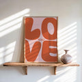 Love You Retro Wall Art, Colorful Typography Poster, Romantic Graphic Print, Playful Bedroom Decor