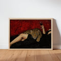 Abstract woman & Leopard Wine Art, Surreal Cheetah Luxury Wall Decor, Moody Dark Glamour Painting, Surrealist Femme Fatale Glam Animal Print