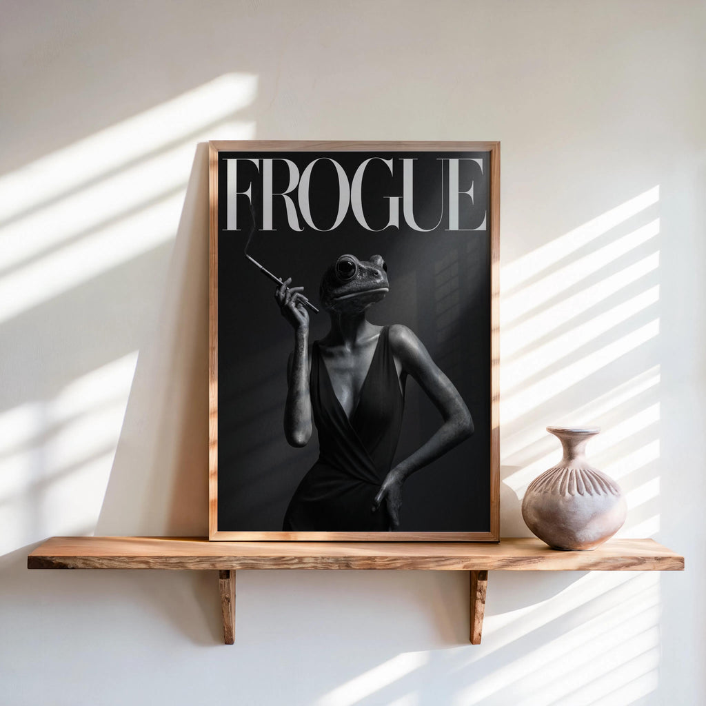 Frogue Magazine Print Set, Funny Frog Fashion Wall Art, Quirky Magazine Cover Poster, Trendy Chic Glam Decor, Stylish Pop Culture Wildlife