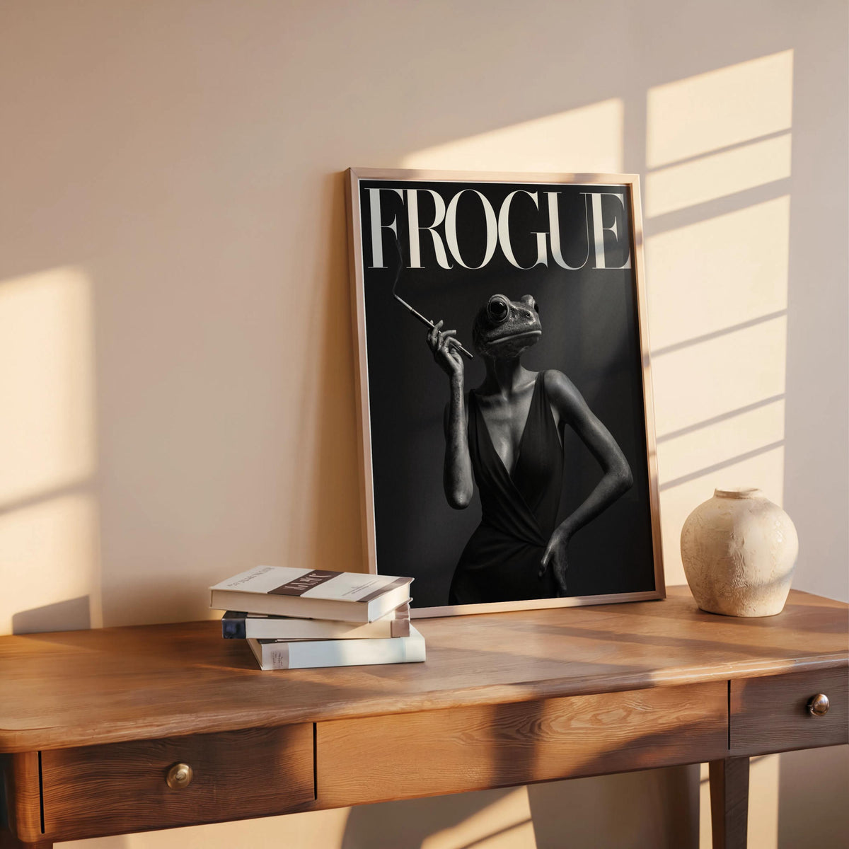 Frogue Magazine Print Set, Funny Frog Fashion Wall Art, Quirky Magazine Cover Poster, Trendy Chic Glam Decor, Stylish Pop Culture Wildlife