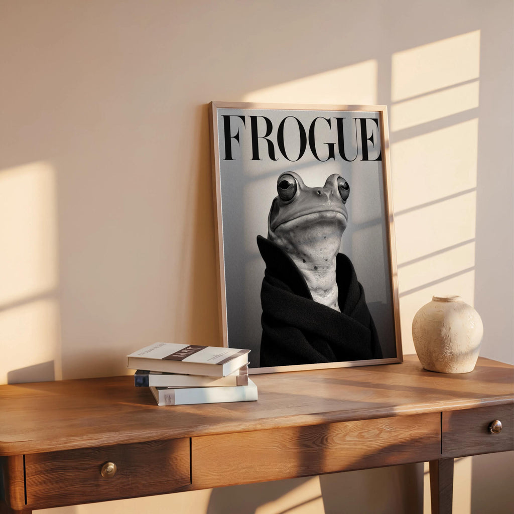 Frogue Magazine Print Set, Funny Frog Fashion Wall Art, Quirky Magazine Cover Poster, Trendy Chic Glam Decor, Stylish Pop Culture Wildlife