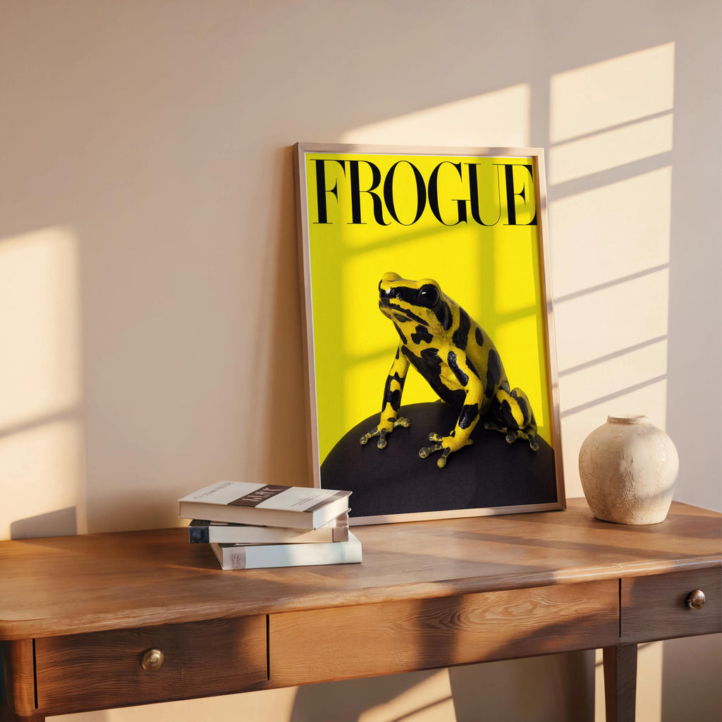 Frogue Magazine Print Set, Funny Frog Fashion Wall Art, Quirky Magazine Cover Poster, Trendy Chic Glam Decor, Stylish Pop Culture Wildlife