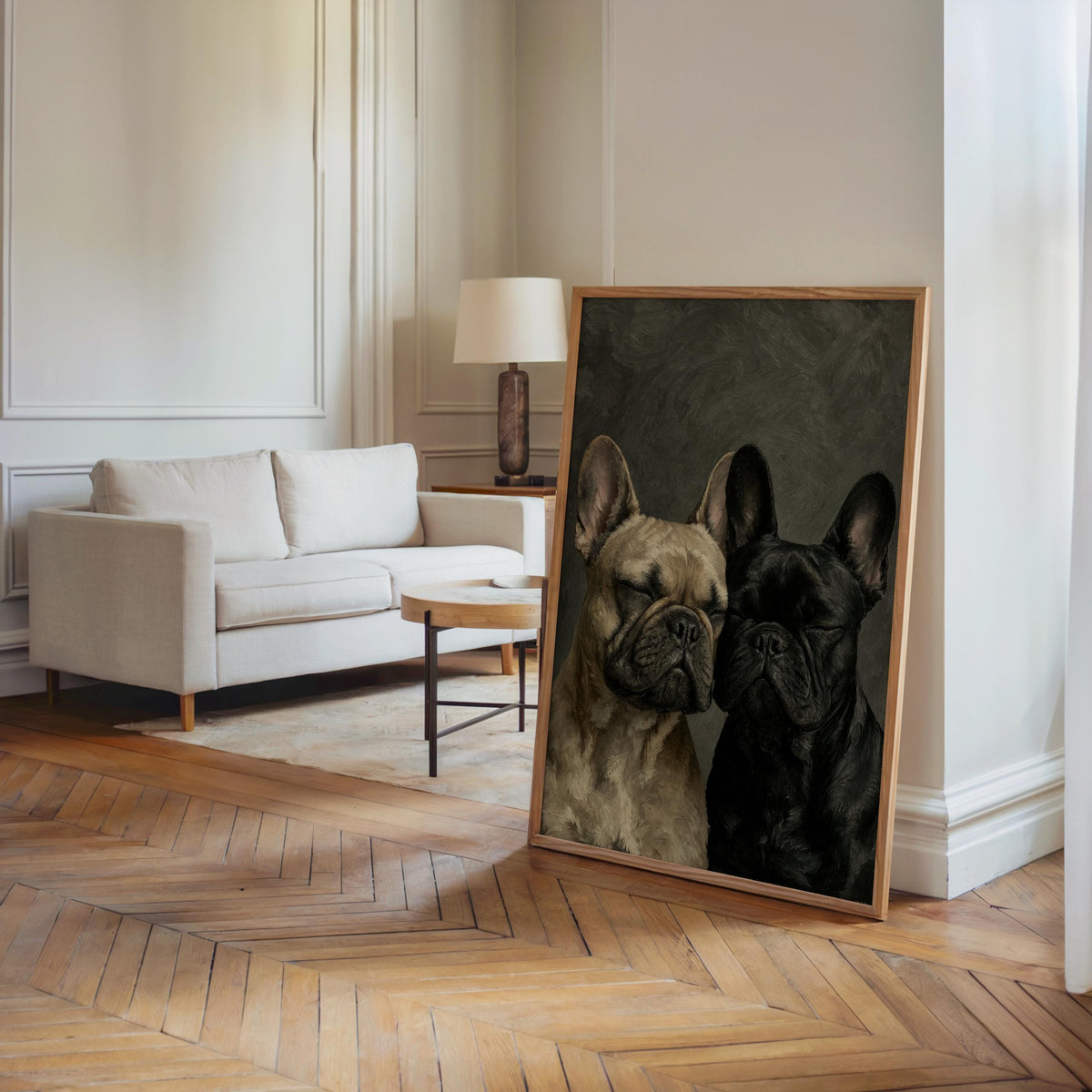Frenchies Wall Art, Two Loving French Bulldogs Portrait, Frenchie Bedroom Print, Pet Memorial Painting, Cute Sleeping Pups Dog Mom Gift