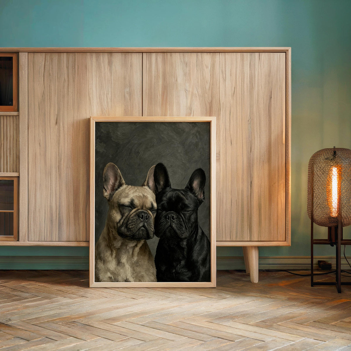 Frenchies Wall Art, Two Loving French Bulldogs Portrait, Frenchie Bedroom Print, Pet Memorial Painting, Cute Sleeping Pups Dog Mom Gift
