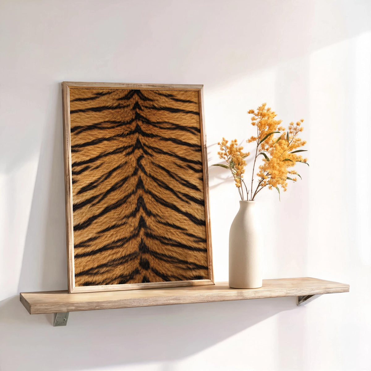 Tiger Print Wall Art, Bold Black Orange Animal Skin Pattern Poster, Maximalist Safari Wildlife Decor, Graphic Tiger Stripes Nature Panel