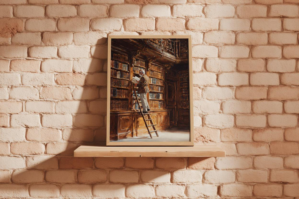 Library Oil Painting, Moody Dark Academia Wall Art, Book Lover Gift, Vintage Study Print, Librarian Home Office Decor, Bibliophile Poster