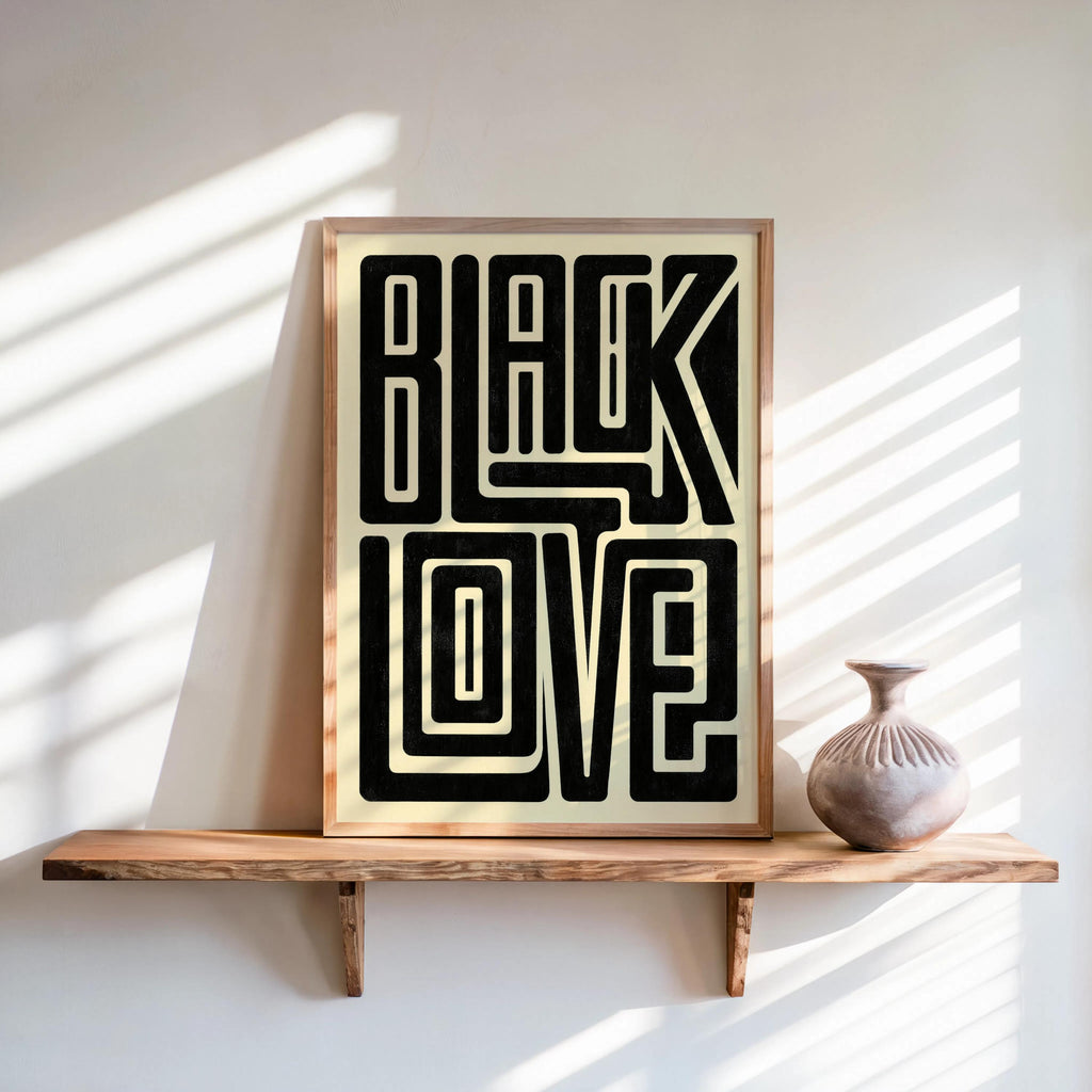Black Love Typography Wall Art, Bold Afrocentric Pride Print, Modern Minimalist Culture Decor, Unapologetic Afro Poster, Juneteenth Gift