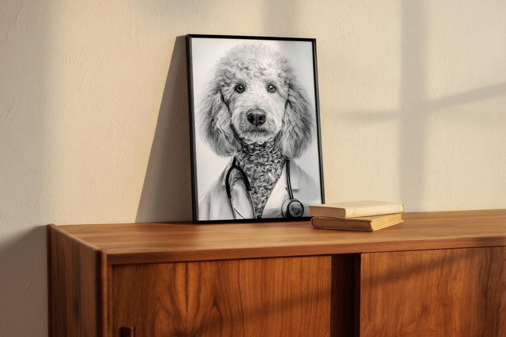 Doctor Dog Portrait, Veterinary Clinic Decor, Medical Office Poster, Funny Pet Wall Art, Veterinarian Gift, Animal Nurse Decoration, Printed