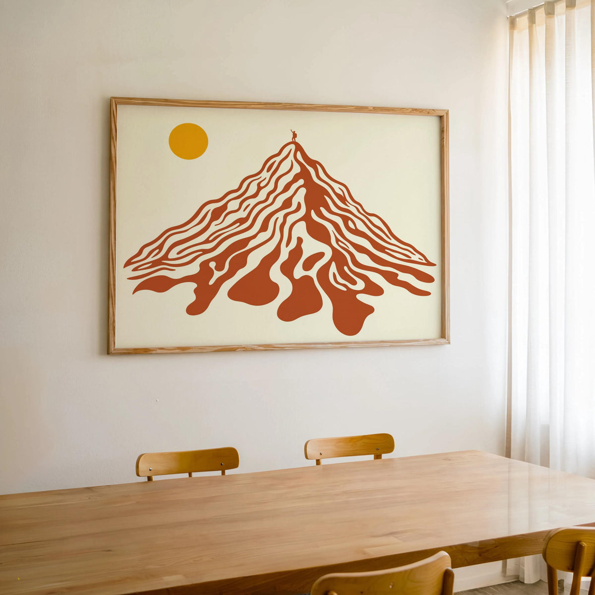 Abstract Mountain Landscape Wall Art, Retro Geometric Peak Hiking Print, Vintage Nature Decor, Mid Century Minimalist Climber Print