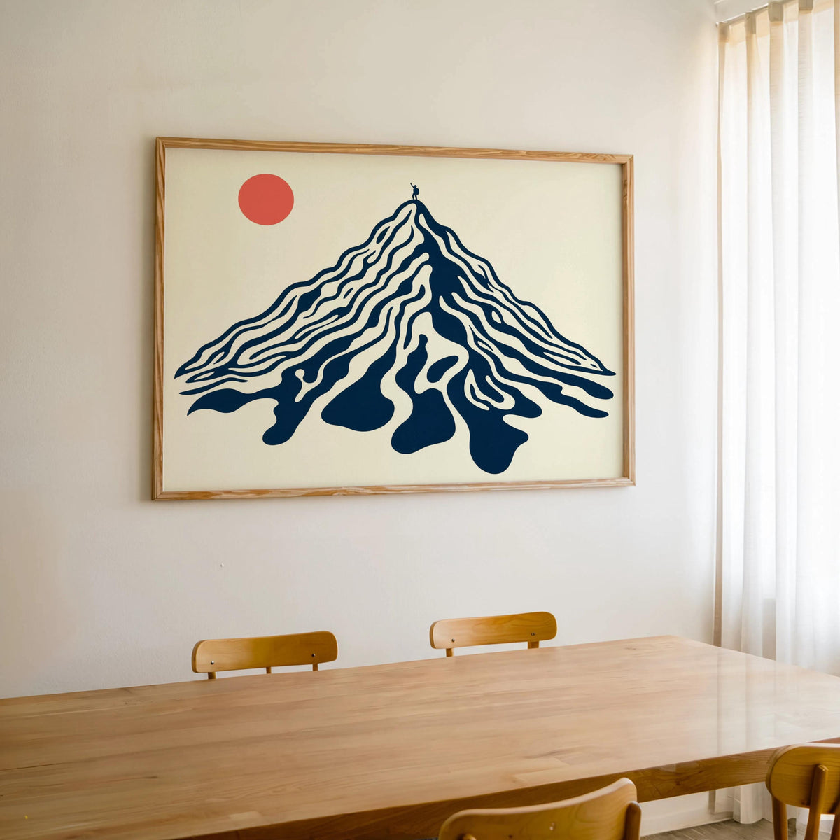 Abstract Mountain Landscape Wall Art, Retro Geometric Peak Hiking Print, Vintage Nature Decor, Mid Century Minimalist Climber Print
