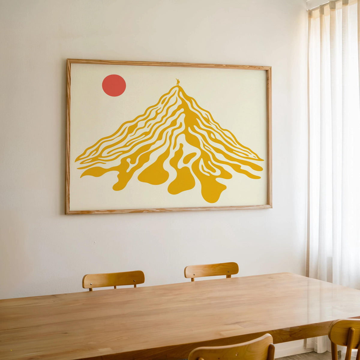 Abstract Mountain Landscape Wall Art, Retro Geometric Peak Hiking Print, Vintage Nature Decor, Mid Century Minimalist Climber Print