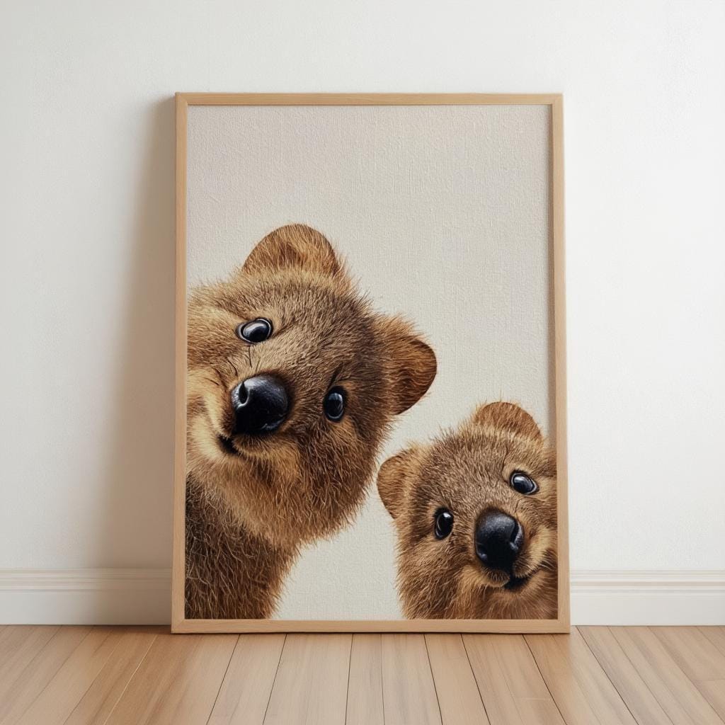 Quokka Art Print, Cute SmilinAustralia Nursery Wall Decor, Whimsical Australian Smiling Animal Poster, Outback Wildlife Illustration