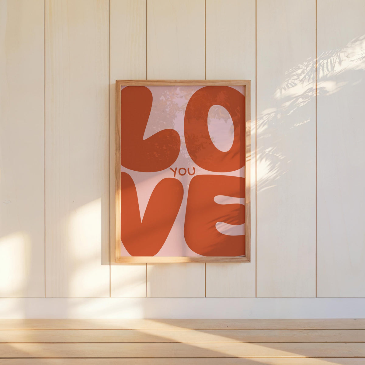 Love You Retro Wall Art, Colorful Typography Poster, Romantic Graphic Print, Playful Bedroom Decor