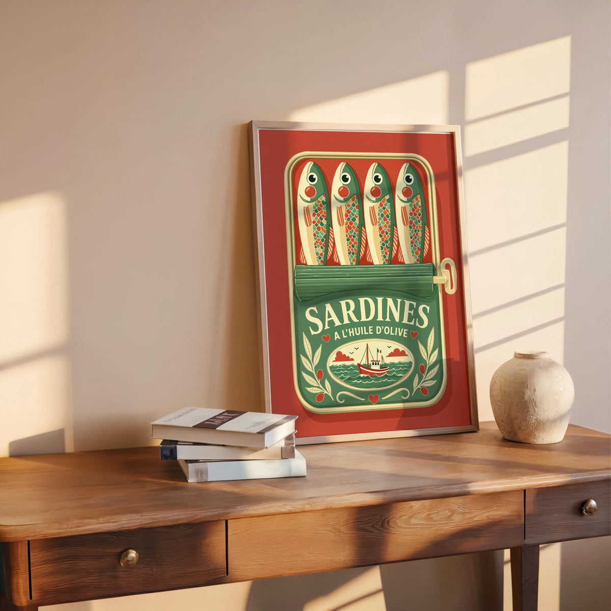 Sardine Tin Art Print, Vintage French Kitchen Decor, Retro Seafood Poster, Quirky Sardines Can Illustration, Foodie Wall Accent