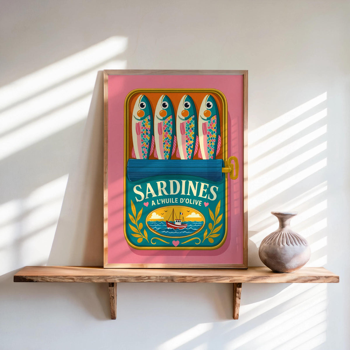 Sardine Tin Art Print, Vintage French Kitchen Decor, Retro Seafood Poster, Quirky Sardines Can Illustration, Foodie Wall Accent